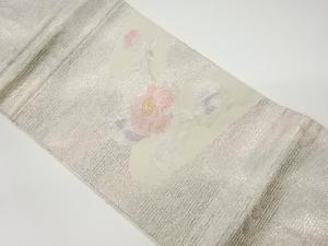 リサイクル　波に椿模様織出し名古屋帯